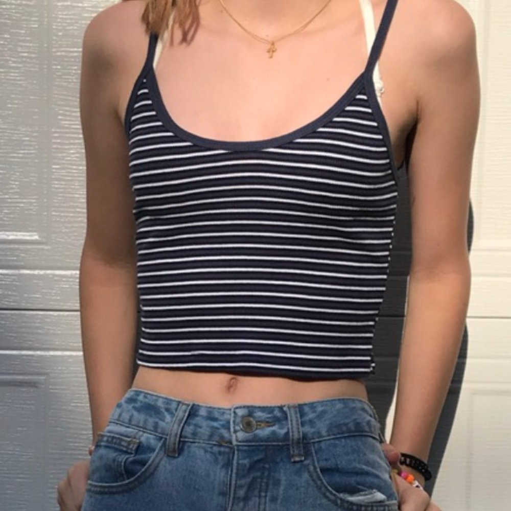 Brandy Melville Navy/ White Striped Belle Tank Top
